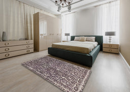 Abstract Purple Modern Rug in a Bedroom, abs593