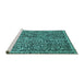 Sideview of Machine Washable Abstract Turquoise Modern Area Rugs, wshabs593turq