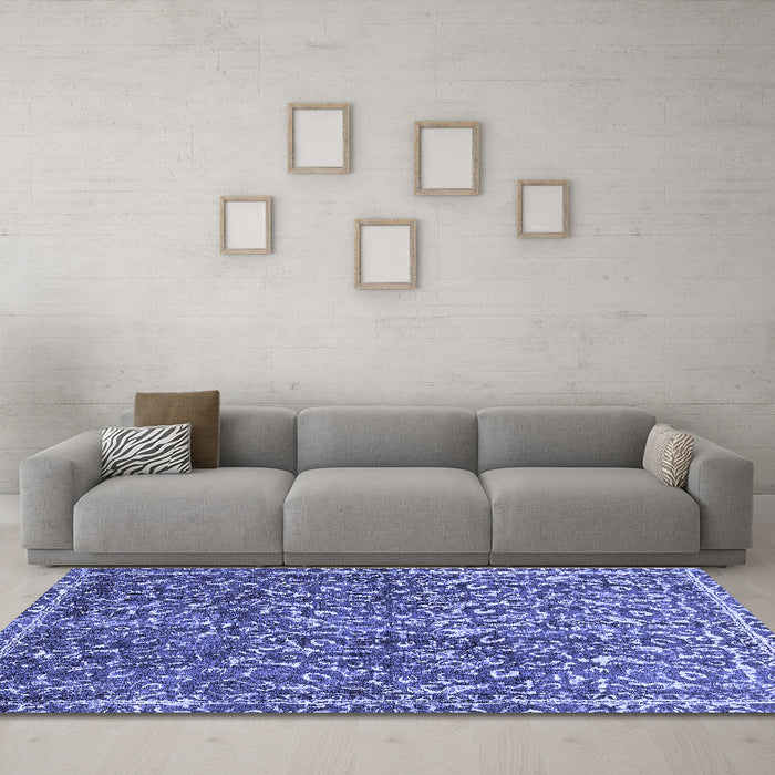 Machine Washable Abstract Blue Modern Rug in a Living Room, wshabs593blu