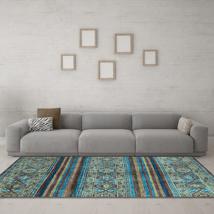 Machine Washable Abstract Light Blue Modern Rug in a Living Room, wshabs594lblu