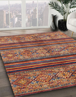 Abstract Fire Brick Red Modern Rug in Family Room, abs594