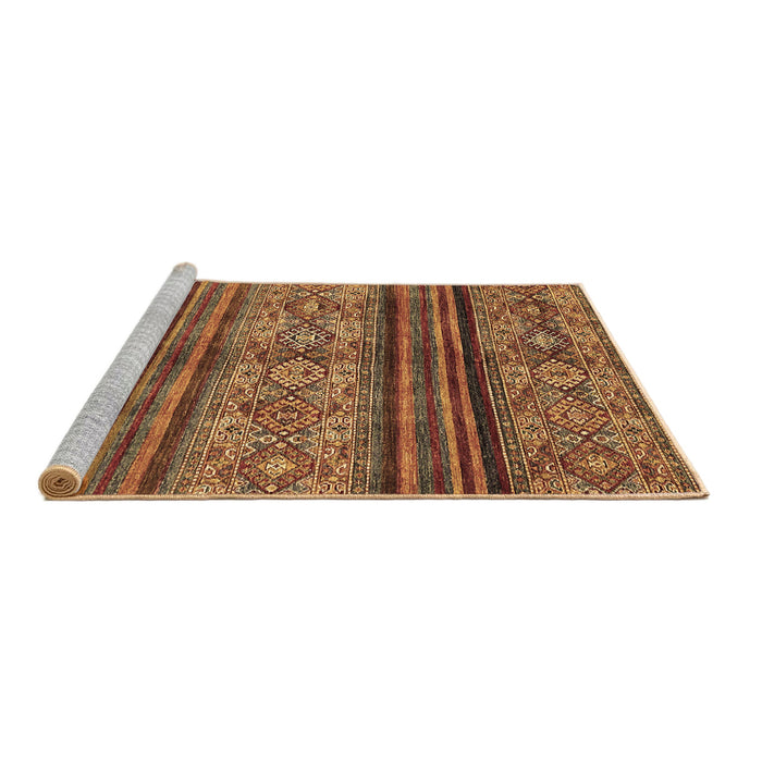 Sideview of Machine Washable Abstract Brown Modern Rug, wshabs594brn