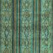 Square Machine Washable Abstract Turquoise Modern Area Rugs, wshabs594turq