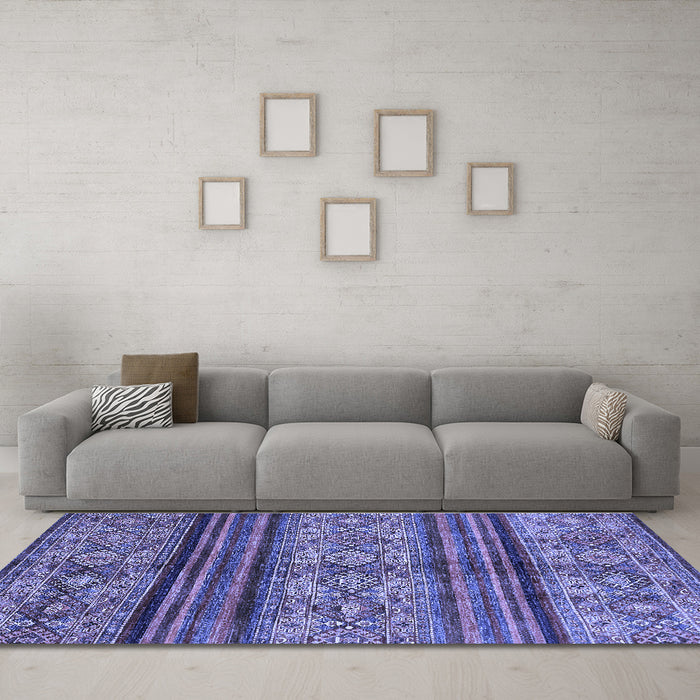 Machine Washable Abstract Blue Modern Rug in a Living Room, wshabs594blu