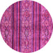 Round Machine Washable Abstract Pink Modern Rug, wshabs594pnk