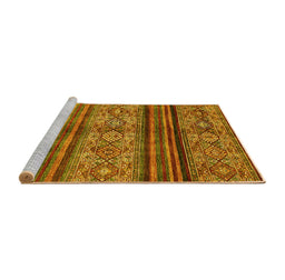 Sideview of Machine Washable Abstract Yellow Modern Rug, wshabs594yw