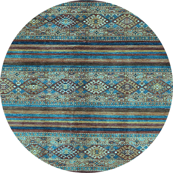 Round Machine Washable Abstract Light Blue Modern Rug, wshabs594lblu
