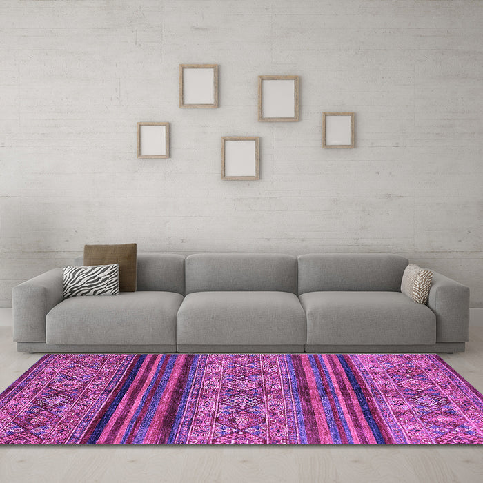 Machine Washable Abstract Purple Modern Area Rugs in a Living Room, wshabs594pur