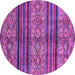 Round Machine Washable Abstract Purple Modern Area Rugs, wshabs594pur