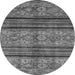 Round Machine Washable Abstract Gray Modern Rug, wshabs594gry