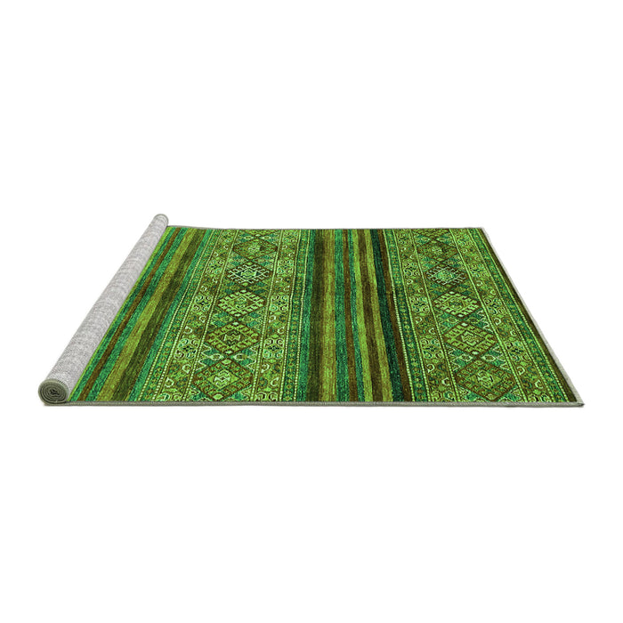 Sideview of Machine Washable Abstract Green Modern Area Rugs, wshabs594grn