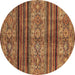 Round Abstract Brown Modern Rug, abs594brn