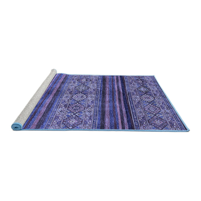 Sideview of Machine Washable Abstract Blue Modern Rug, wshabs594blu