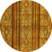 Round Machine Washable Abstract Yellow Modern Rug, wshabs594yw