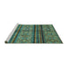 Sideview of Machine Washable Abstract Turquoise Modern Area Rugs, wshabs594turq