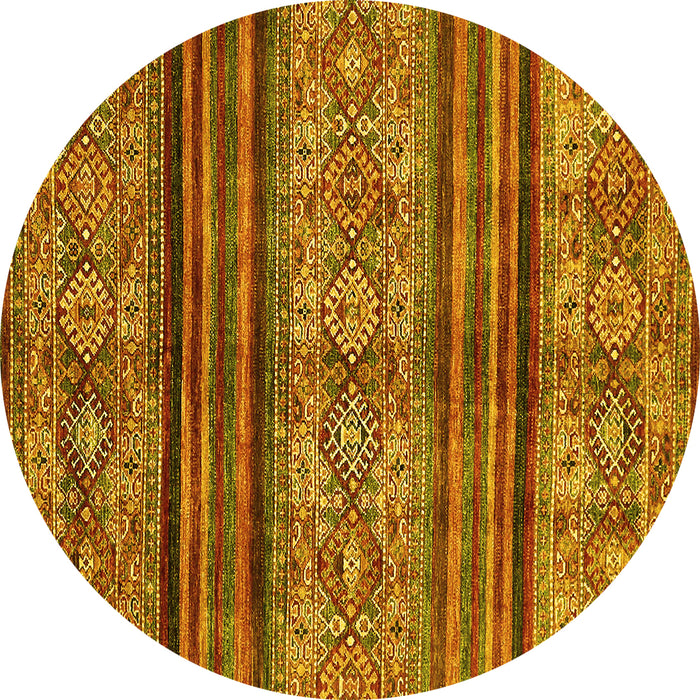 Round Abstract Yellow Modern Rug, abs594yw