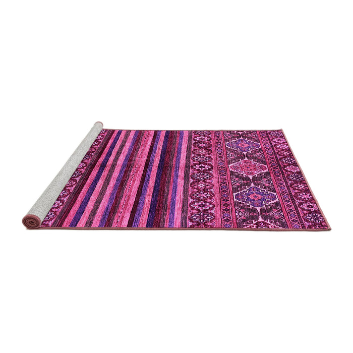 Sideview of Machine Washable Abstract Pink Modern Rug, wshabs595pnk