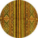 Round Abstract Yellow Modern Rug, abs595yw