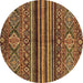 Round Machine Washable Abstract Brown Modern Rug, wshabs595brn