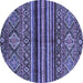 Round Machine Washable Abstract Blue Modern Rug, wshabs595blu