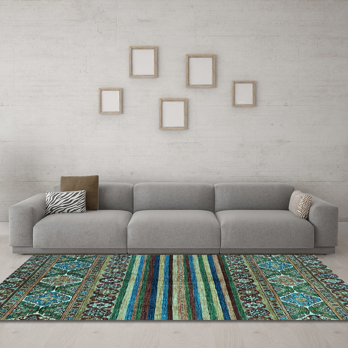 Machine Washable Abstract Light Blue Modern Rug in a Living Room, wshabs595lblu