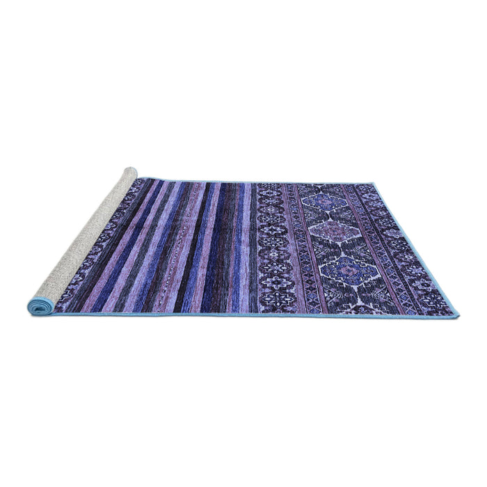 Sideview of Machine Washable Abstract Blue Modern Rug, wshabs595blu