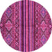 Round Machine Washable Abstract Pink Modern Rug, wshabs595pnk