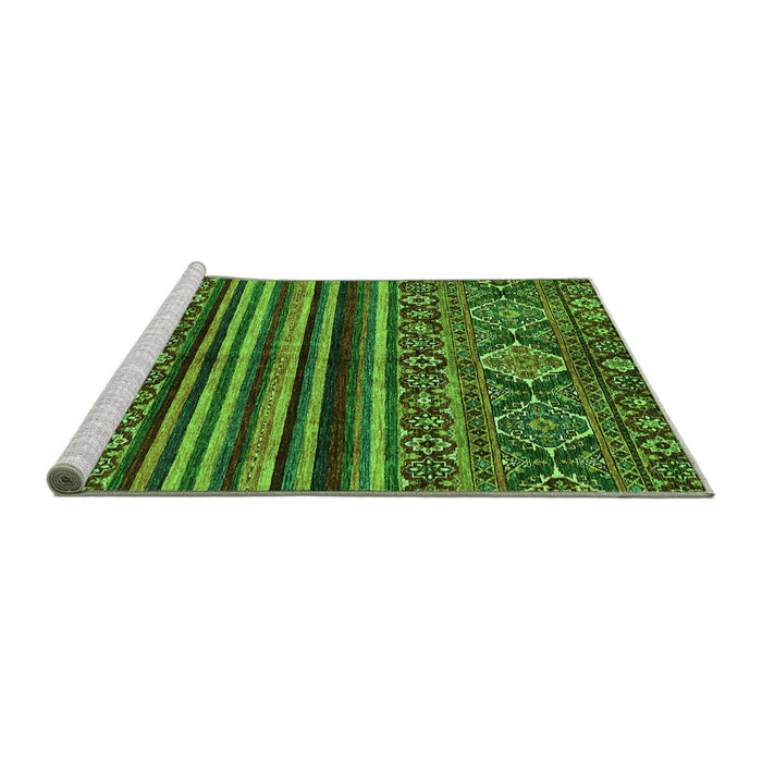 Sideview of Machine Washable Abstract Green Modern Area Rugs, wshabs595grn