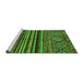 Sideview of Machine Washable Abstract Green Modern Area Rugs, wshabs595grn