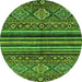 Round Abstract Green Modern Rug, abs595grn