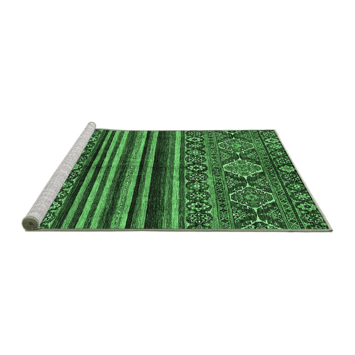 Sideview of Machine Washable Abstract Emerald Green Modern Area Rugs, wshabs595emgrn