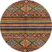 Round Abstract Saffron Red Modern Rug, abs595