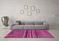 Machine Washable Abstract Pink Modern Rug, wshabs595pnk