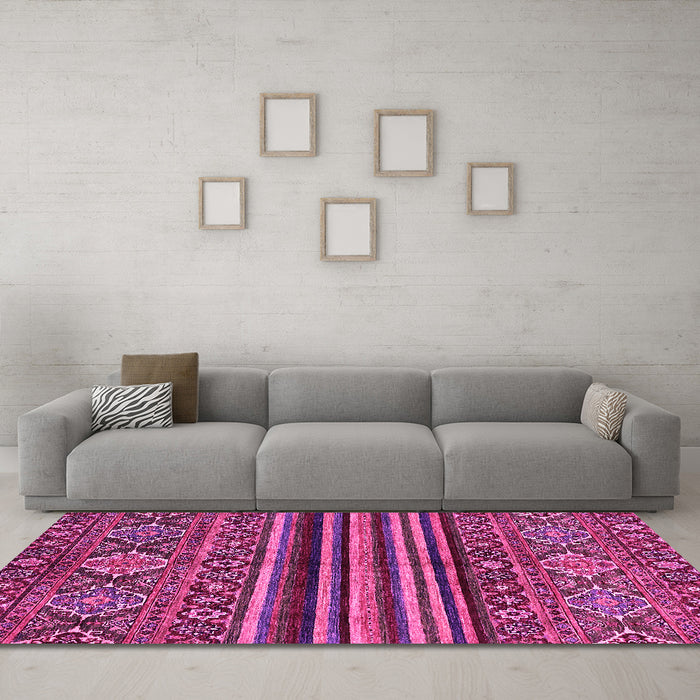 Machine Washable Abstract Pink Modern Rug in a Living Room, wshabs595pnk