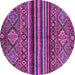 Round Machine Washable Abstract Purple Modern Area Rugs, wshabs595pur