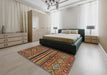 Abstract Saffron Red Modern Rug in a Bedroom, abs595