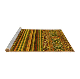 Sideview of Machine Washable Abstract Yellow Modern Rug, wshabs595yw