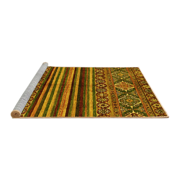 Sideview of Machine Washable Abstract Yellow Modern Rug, wshabs595yw