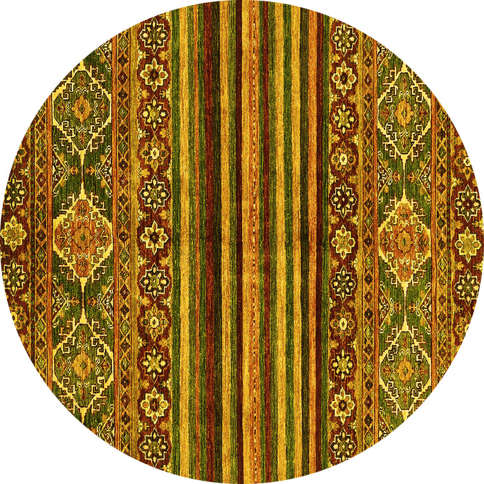 Round Machine Washable Abstract Yellow Modern Rug, wshabs595yw