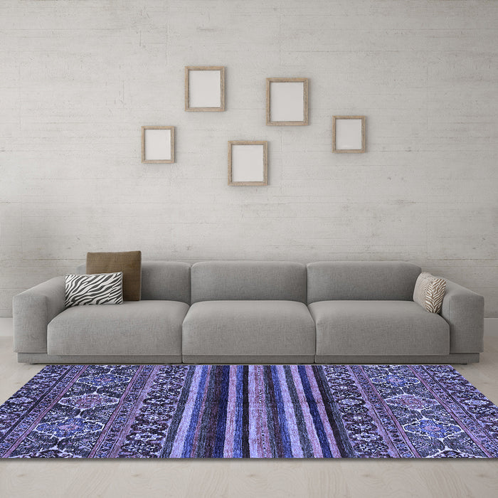 Machine Washable Abstract Blue Modern Rug in a Living Room, wshabs595blu
