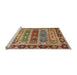 Sideview of Machine Washable Abstract Metallic Gold Rug, wshabs596