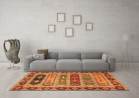 Machine Washable Abstract Orange Modern Rug, wshabs596org