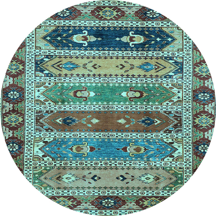 Round Abstract Light Blue Modern Rug, abs596lblu