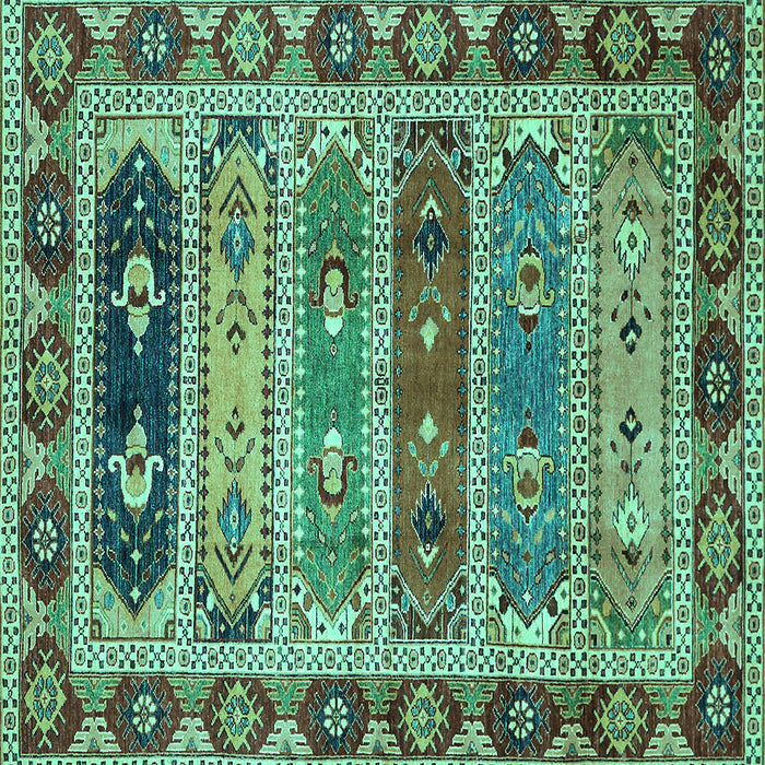 Square Abstract Turquoise Modern Rug, abs596turq