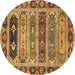 Round Machine Washable Abstract Brown Modern Rug, wshabs596brn