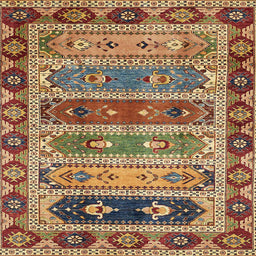 Square Abstract Metallic Gold Modern Rug, abs596