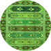 Round Abstract Green Modern Rug, abs596grn