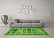 Machine Washable Abstract Green Modern Area Rugs in a Living Room,, wshabs596grn