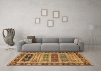 Machine Washable Abstract Brown Modern Rug, wshabs596brn