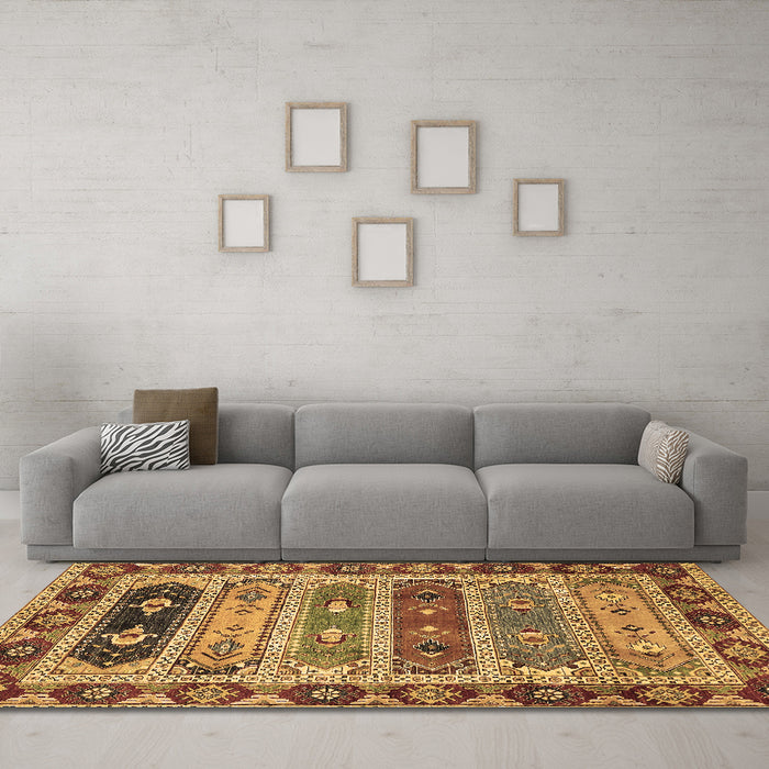 Machine Washable Abstract Brown Modern Rug in a Living Room,, wshabs596brn